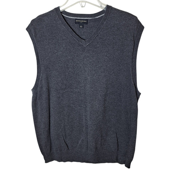 Banana Republic Men's XL Charcoal Gray Lightweight Cotton Sweater Vest - Picture 1 of 5